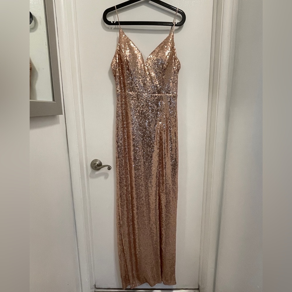 B. Smart Maxi Dress in Rose Gold Sequin